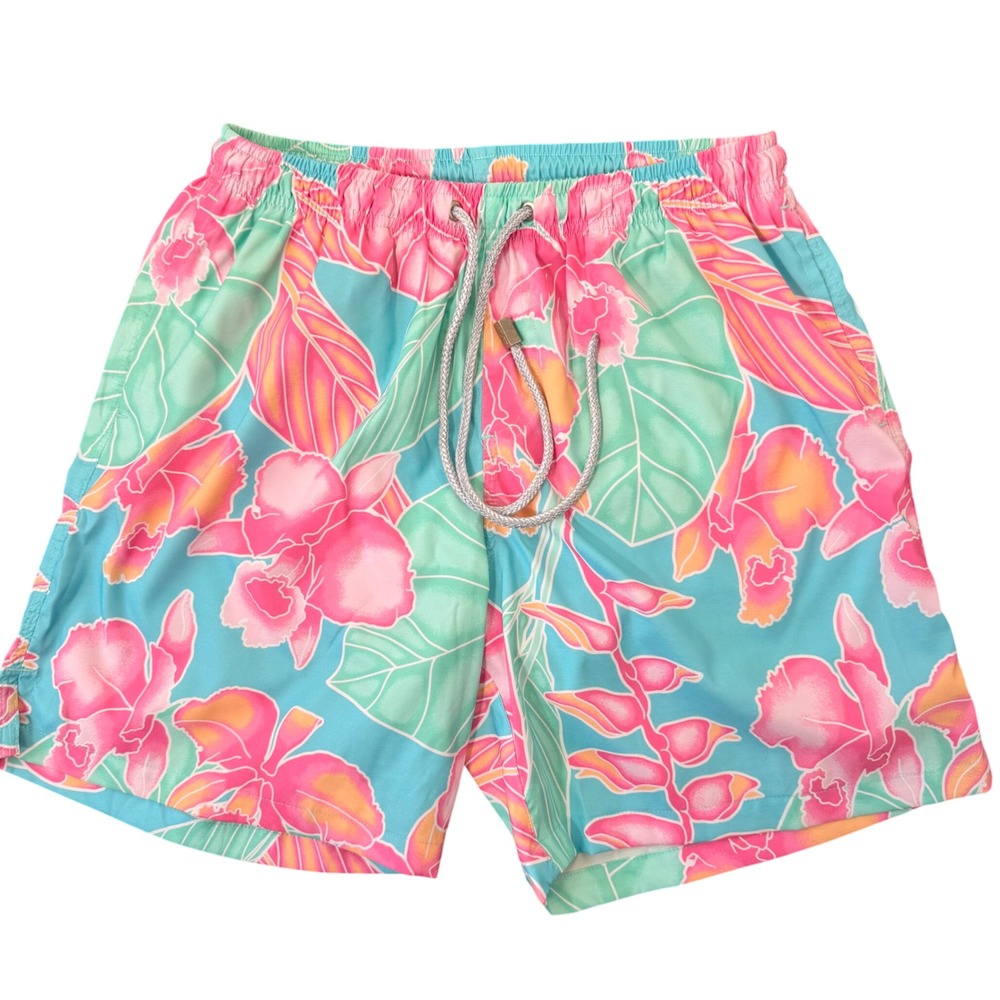 Kenny Flowers Tropical Print Swim Shorts (LG) Mesh Brief Vacation Pastel Floral